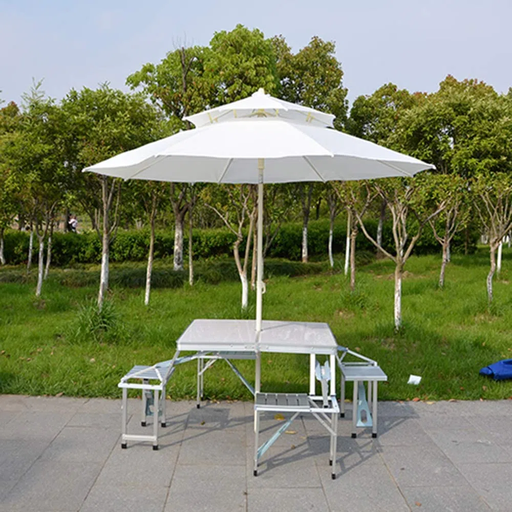 Parasol ogrodowy, 3-metrowy podwójny parasol ogrodowy z korbą Market Garden Beach, 8 wytrzymałych żeber, nie blaknący materiał, wielokolorowy