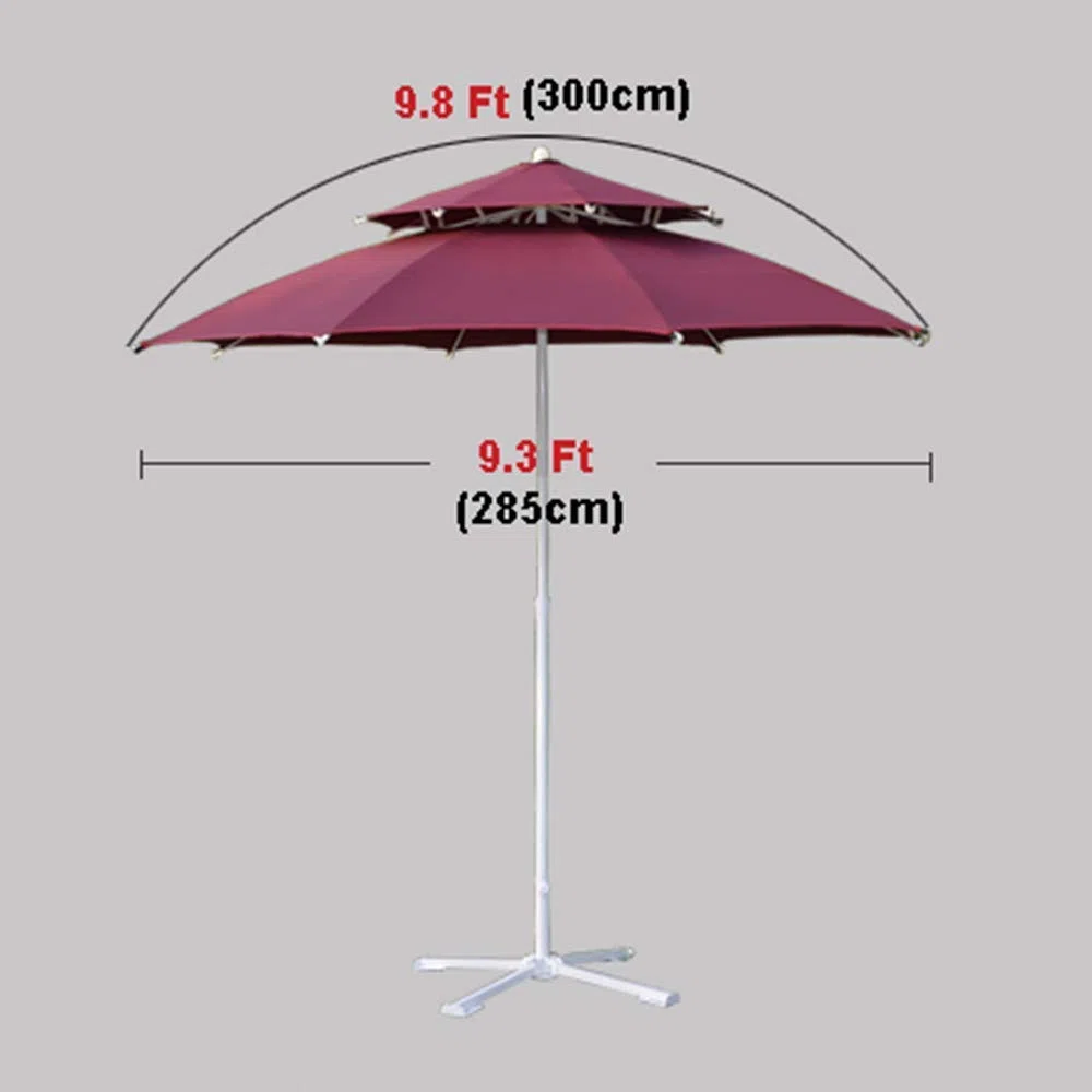 Parasol ogrodowy, 3-metrowy podwójny parasol ogrodowy z korbą Market Garden Beach, 8 wytrzymałych żeber, nie blaknący materiał, wielokolorowy