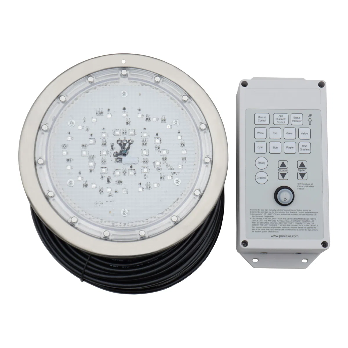 Poolexa duża kolorowa lampa LED do basenu z przewodem 15 m do wilgotnej niszy 25,4 cm