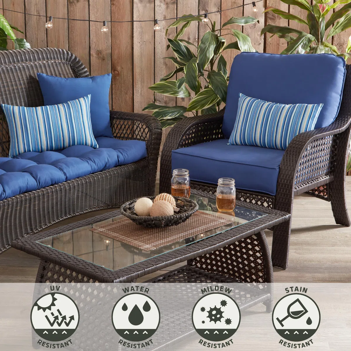Greendale Home Fashions 2-częściowy zestaw poduszek do siedzenia na zewnątrz, niebieski