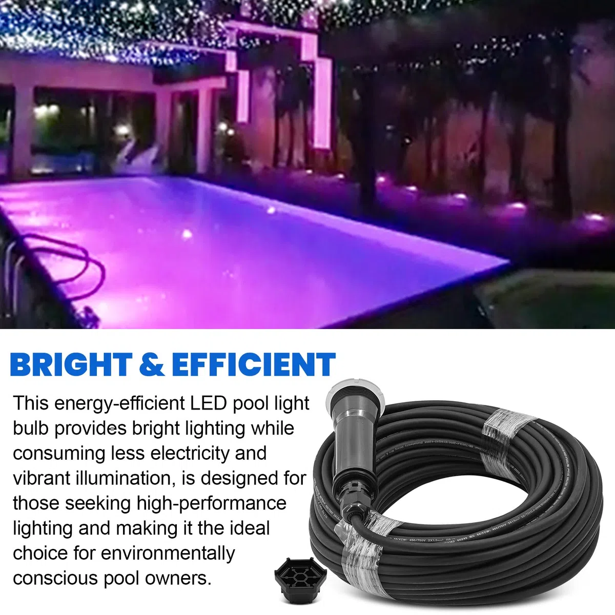 AC12V lampa basenowa 1,5 cala, przewód 30 m, 18 W, 7 kolorów RGB LED światła do basenu wewnętrznego i spa, zapasowe światła basenowe do GloBrite, wodoodporność IP68