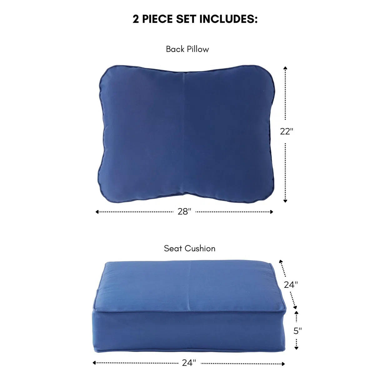 Greendale Home Fashions 2-częściowy zestaw poduszek do siedzenia na zewnątrz, niebieski